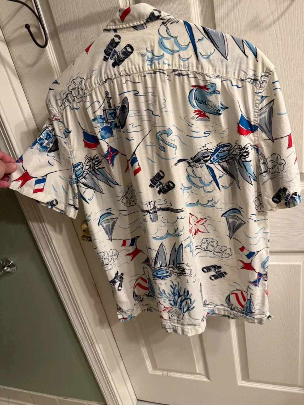 J. Crew Men's Short-Sleeved Shirt in Sailboat Print, Medium